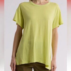 The Great Boxy Crew Neck Cotton Oversized Timeworn Tee Shirt Lime Zest 1, S NWT!